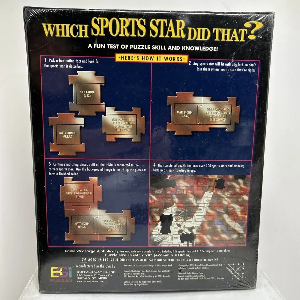 1998 Which SPORTS STAR Did That? Quiz Puzzle Secret Image Made in USA New Sealed